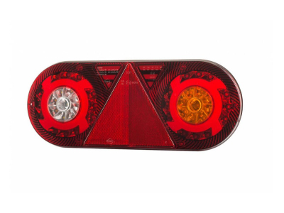 Lampa zespolona tylna z trójkątem odblask. HOR 105, STELLA, diodowa 12/24 V, prawa (6-funkcyjna, przewód okrągły 6x0,5 mm2, długość 2 m)